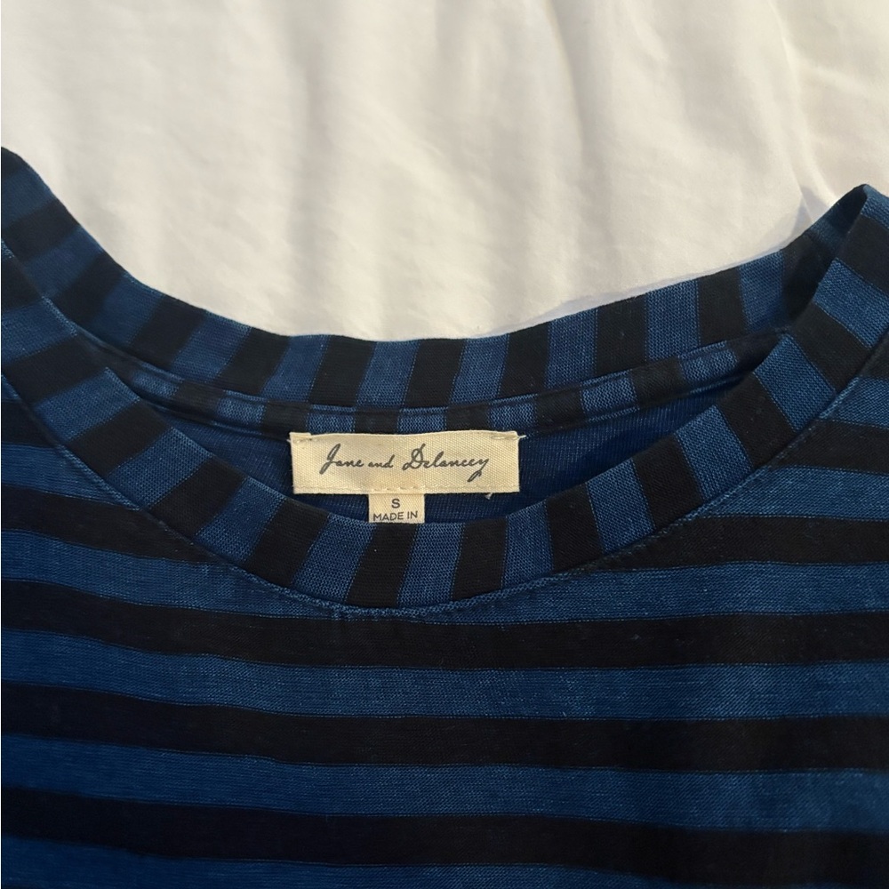 Blue and Black Striped Top